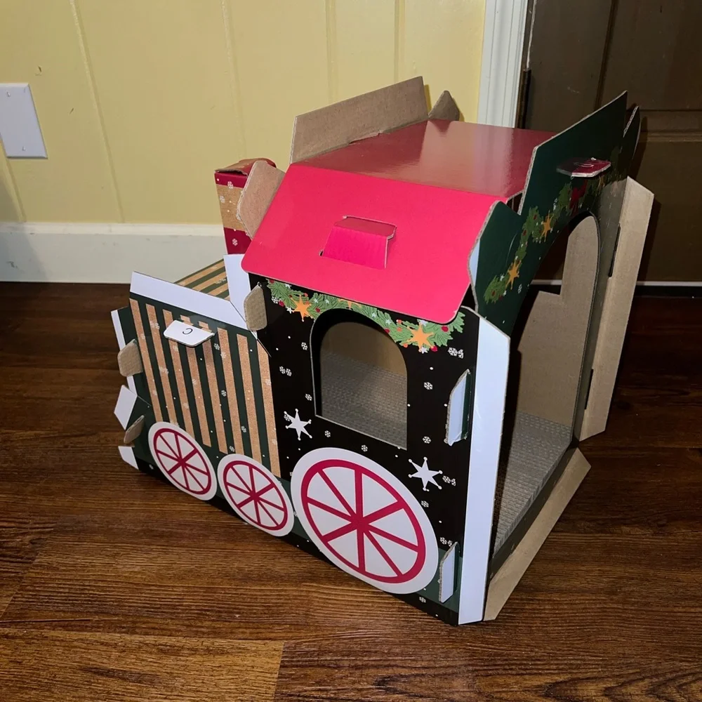 Merry Makings by Petco Holiday Train Cardboard Cat Scratcher Corrugated Base